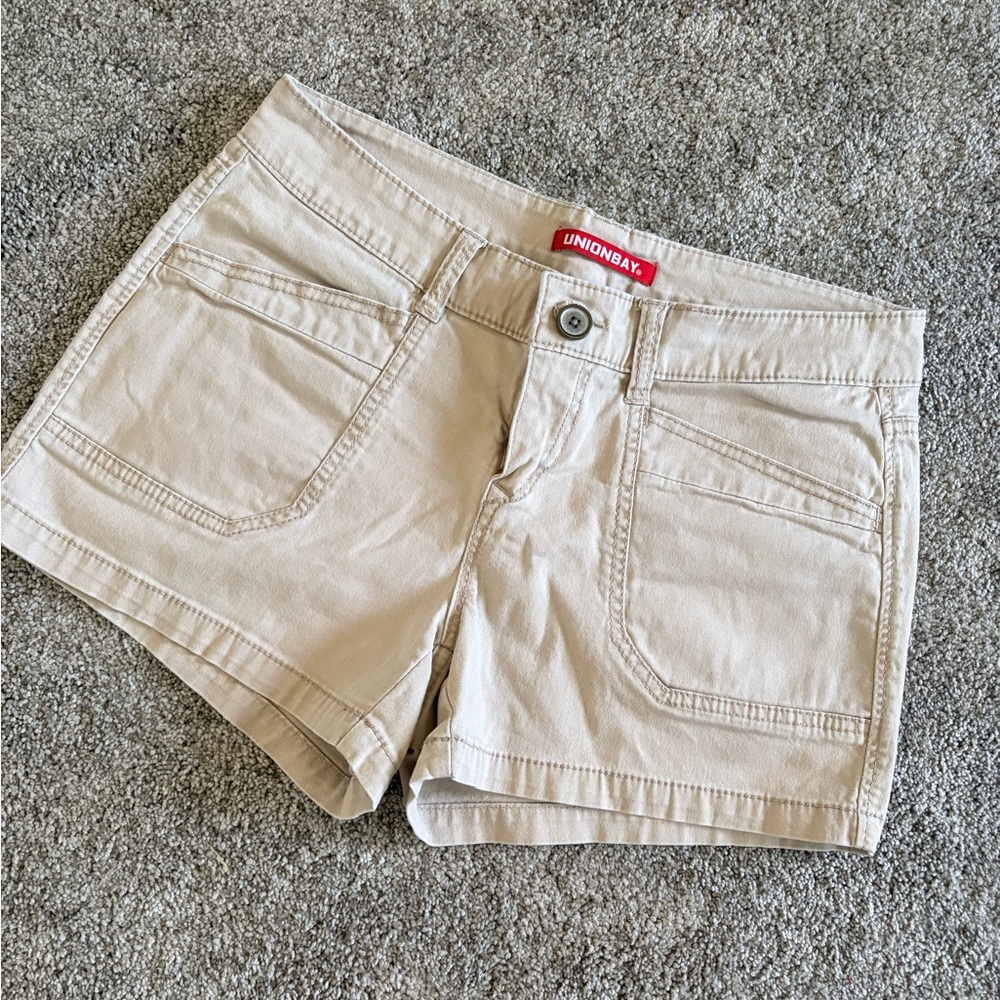 UNIONBAY Beige Cotton Cargo-Style Jean Shorts